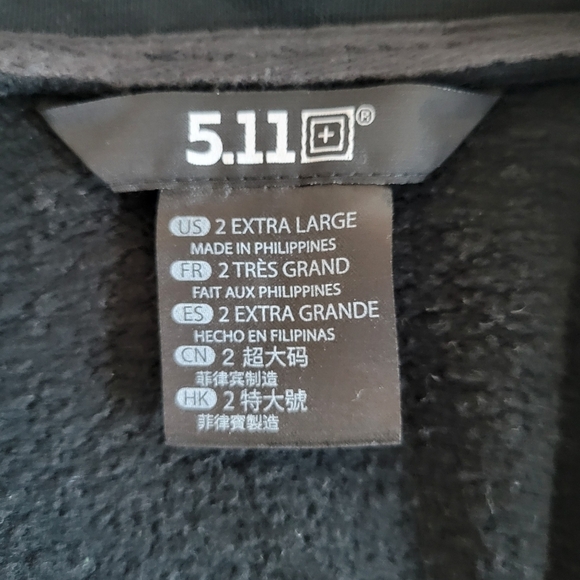 5.11 Tactical Black Quarter Zip Pullover Sweatshirt - Picture 9 of 15